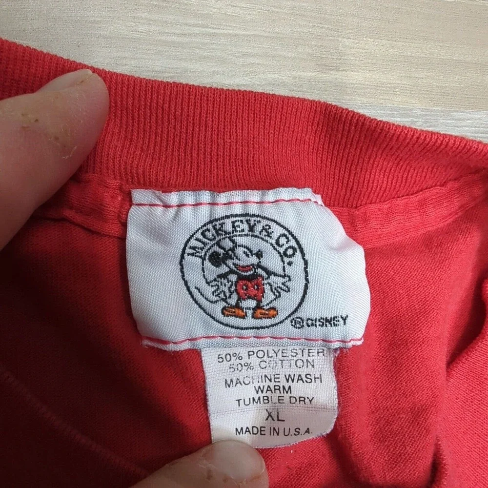 Vintage Single Stitch Disney Mickey Mouse Shirt Size XL Red Made in USA - Picture 3 of 9